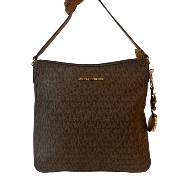 Michael Kors Jet Set Travel Large Logo Messenger - Brown - Picture 1 of 9
